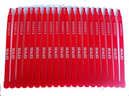 ZWL 200 Pack Red Tite-Lock Plastic Truck Seals Tamper Evident Each Seal is Numbered Sequentially Use for Truck, Trailer, Container (Red)
