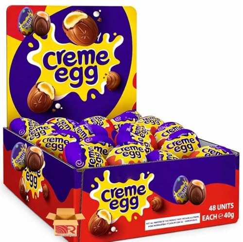 Milk Chocolate Creme Eggs 40g (Pack of 48) Bulk Easter Chocolate Eggs with Gooey Fondant Centre Individually Wrapped Treats for Egg Hunts Gifts & Sharing By red Rainbow