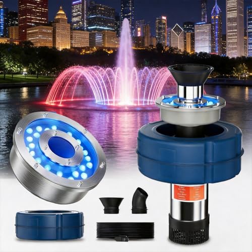 1HP 15000 GPH Floating Pond Aerator Pump with RGB LED Color Lights â€“ 750W Energy-Efficient Aerating Fountain for Ponds & Lakes, Includes 100ft Cord & Controller