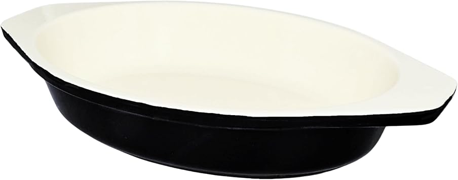 Eclat Cast Iron Oval Gratin Dish 650ml Capacity, Enamelled Interior, All Heat Sources Compatible Cooking and Baking Dishes