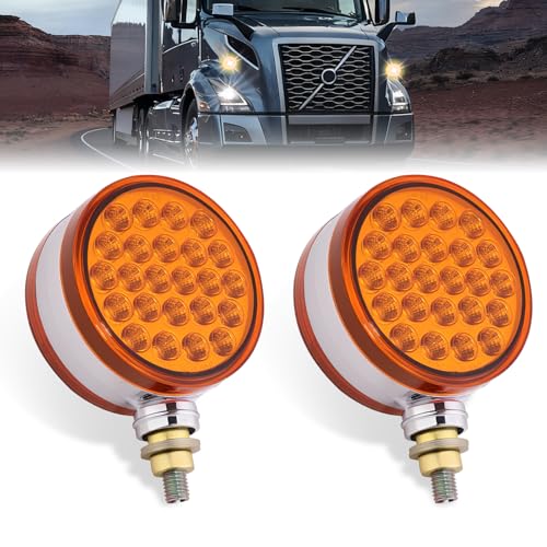 Image of 2PCS 48 LEDs Round Double Face Fender Turn Signal Lights (Amber+Amber（Amber Lens）)
