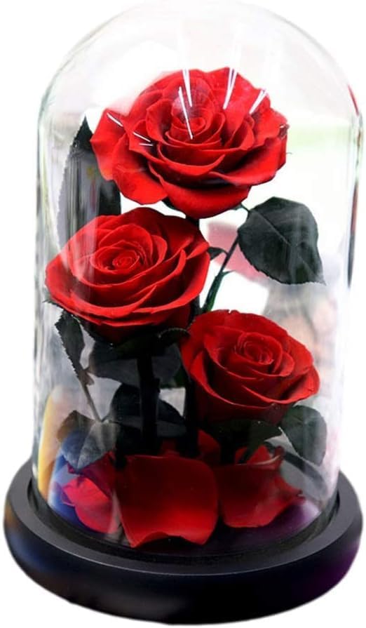 ガラスドームの永遠のバラの花 本物のプリザーブドフラワー ガラスドームの永遠のバラの花 本物のプリザーブドフラワー