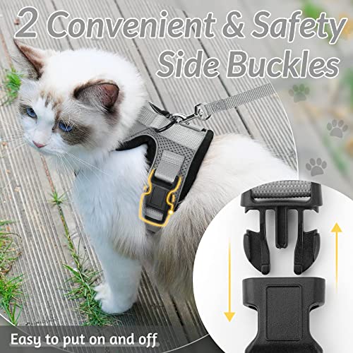 Image of rabbitgoo Cat Harness and Leash Set, Escape Proof Vest, Grey