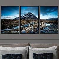 3 Piece Framed Canvas Wall Art Valley Rivers Canvas Prints Home Artwork Decoration for Living Room,Bedroom - 16