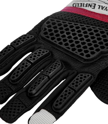 Image of Royal Enfield Street Ace Riding Gloves | Air Mesh- Optimum Ventilation | Microsuede Patch for Grip | Poly Stretch Fabric | Protection- TPR Knuckle Protectors | Off-White S