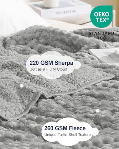 Image of Super Soft Luxury Fleece Sherpa Weighted Blanket for Teens, 3lbs Small Weighted Lap Blanket for Adults, Turtle Shell Cozy Warm Throw for Winter, Compact Heavy Blanket for Sleep & Travel, Grey, 36 inchx48 inch