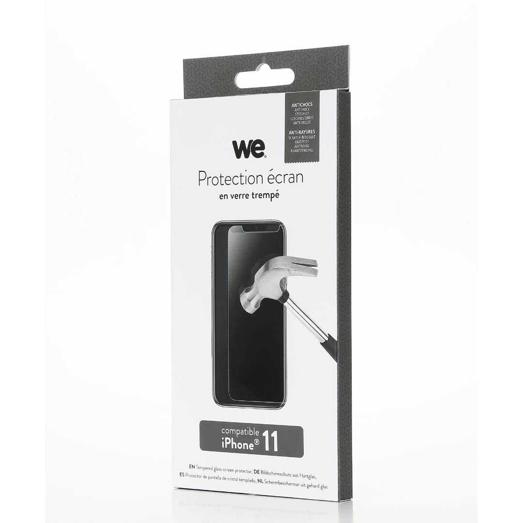 WE - Pellicola di protezione schermo in vetro temperato per iPhone 11, antigraffio, antibolle d'aria, ultra resistente, durezza 9H