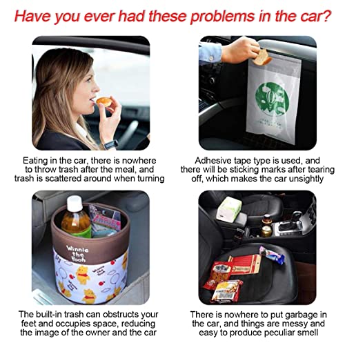 Image of Mini Portable Car Trash Can with Lid, Style 1, Black