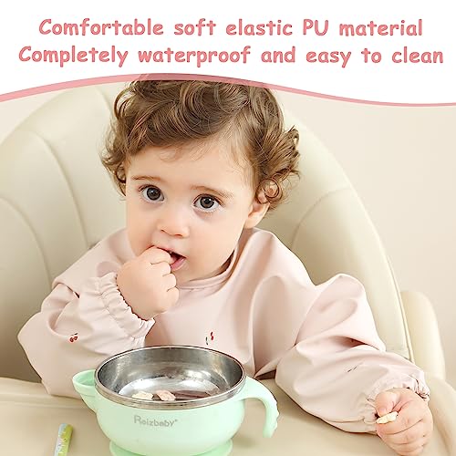 PewinGo Weaning Bib with Long Sleeves & BLW, Soft and Skin-Friendly Material - Image 3