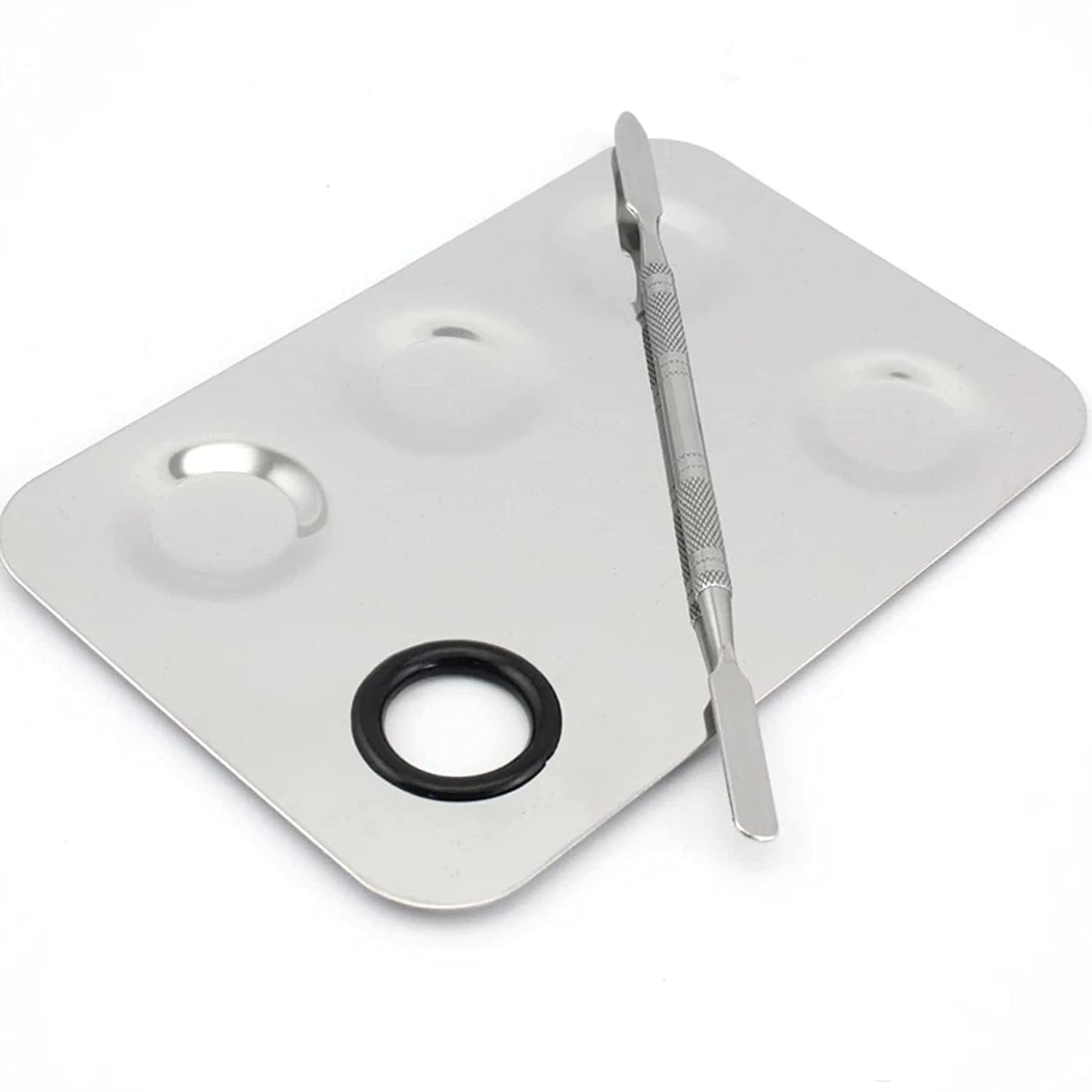Glamezone Steel Makeup Mixing Color Plate with Spatula for Cosmetic Foundation Palette-image-6