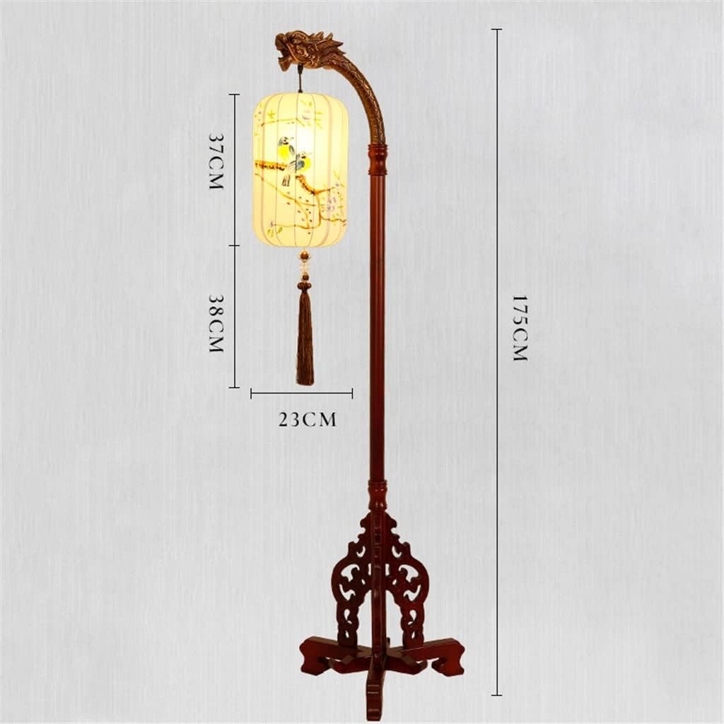 uhyOHF Floor Lamp, Chinese Floor Lamp Vintage Chinese Style Living Room Study Tea Room Antique Solid Wood Reading Standing Light(
