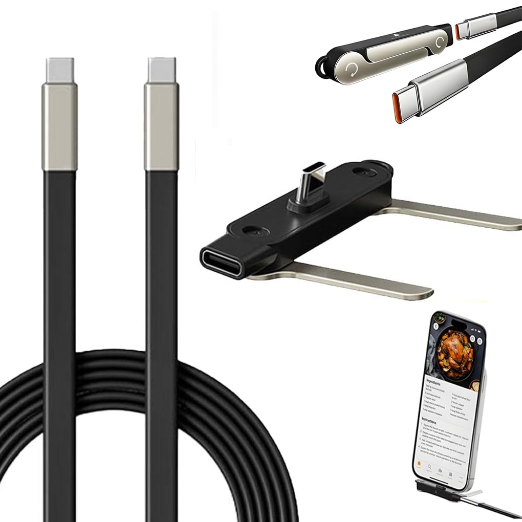 CBDYWVR 2-in-1 Invisible Stand Charging Cable, Multi Charger Cord with Type C Multi-Angle Adjustable Stand, 240W Fast Charging Cable 5 FT, for Smartphones,Tablets,Laptops,and Gaming Devices (1PCS) — view 10