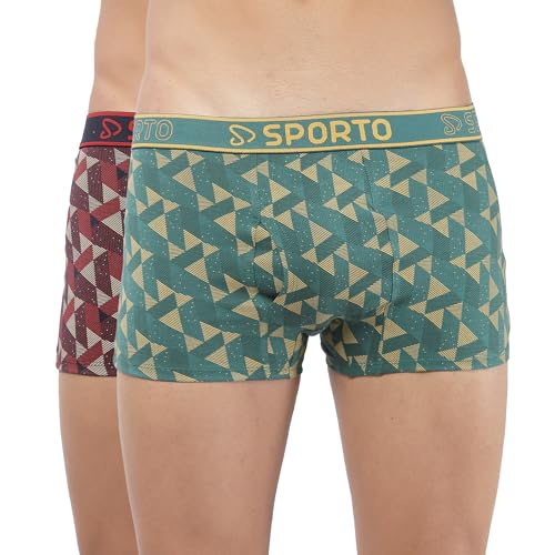 Image of sporto Macho Men's Cotton Spandex Trunk | Premium Single Jersey Fabric | Branded Outer Elastic Waistband | Double-Layer Contour Pouch | Breathable Innerwear