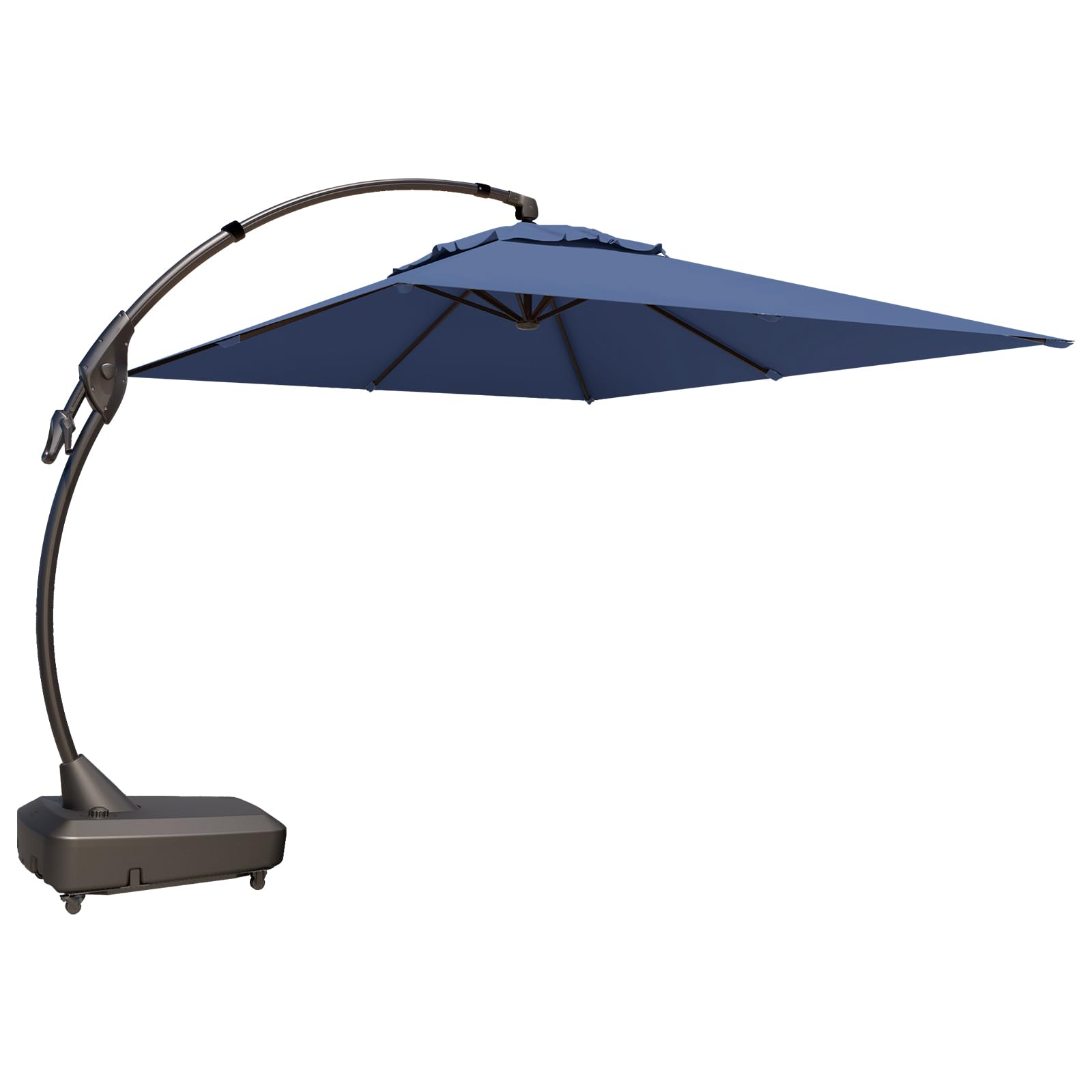 Grand patio Sonnenschirm mit Schirmständer, Gartenschirm mit Volant, Neigungswinkelverstellung, UV-Schutz UPF 50+, Marktschirm mit Kurbel, für Garten, Balkon, Terrass