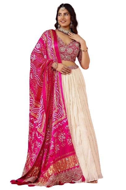infloura Women's And Girls Chinon Georgette Fabric With Golden Ribbon Work With Digital Print Lehenga Choli-picture-35