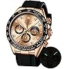 OLEVS Watches for Men Quartz Waterproof Chronograph Analog Multifunction Moon Phase Silicone Diamond Luminous Wrist Watches