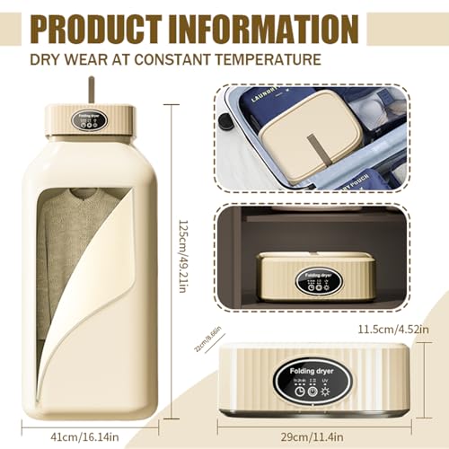 Image of Portable Clothes Dryer for Laundry, Mini Portable Dryer Machine with Adjustable Timer Compact Laundry Dryers for Apartment, RV, Dorms, Travel