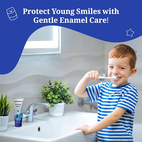 Image of SMILOSHINE Kids Bubble Blast Gel Toothpaste 80g Pack of 2| Bubble Gum Flavor with Glow in The Dark Fun | Low Fluoride Formula for Kids Daily Oral Care & Fresh Breath