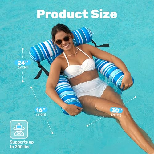 Image of SLOOSH Inflatable Pool Floats Adult,2 Packs Floating Lounge Chairs,Blow up Pool Noodles for Adult Heavy Duty,Floating Chair for Party Summer Water Beach Lake Fun