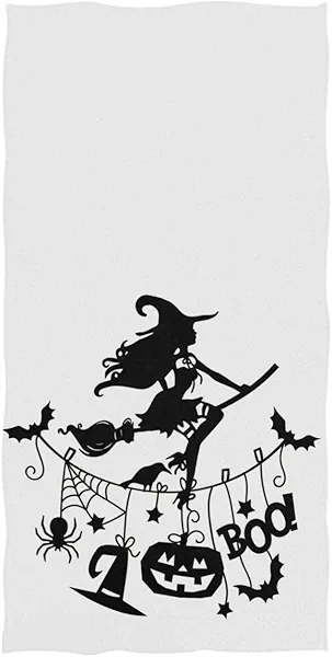 Halloween Witch Hand Towels 16x30 in Thin Bathroom Towel, Pumpkin Spider Witches Hat Boo Ultra Soft Highly Absorbent Small Bath Towel Bathroom Halloween Day Decor Gifts