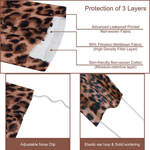 Imymax Colorful Disposable Face Masks Printed With Leopard Patterned Designs,50 Pack 3 Ply Colored Prints Safety Face Covers,Mascarillas Desechables,Cute Comfortable Cheetah Mask For Women,Girls,Adults thumb #2