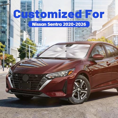 Image of Car Windshield Sun Shade for Nissan Sentra 2020-2026 -[Reflective Coated Fabric] Sunshade Umbrella for Front Window, Car Shades Sun Visor Keep Car Cool and Protects Interior, 1:1 Exact Fit