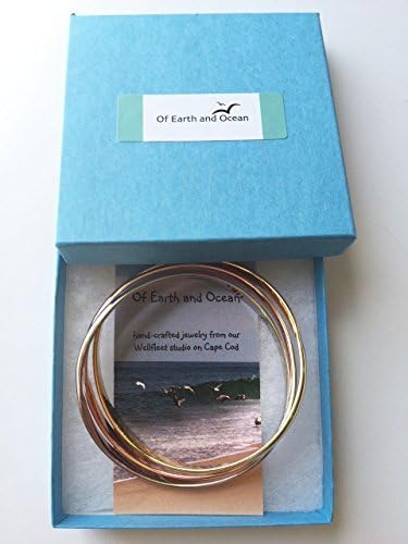 Sunlight Interlocking Bangle Bracelets - Tri Tone - Plated Silver, Plated Copper and Plated Rose Gold - Image 3