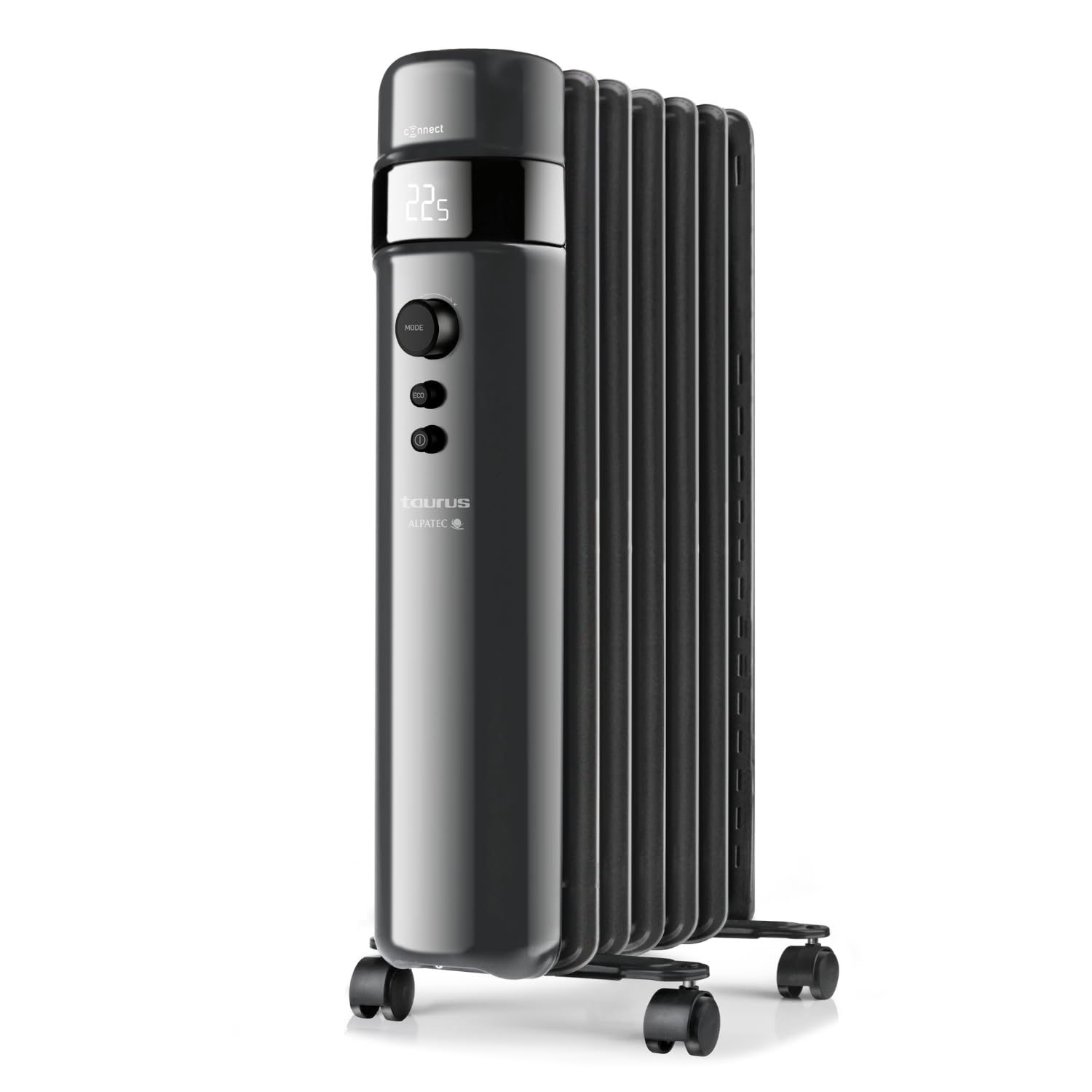 Taurus Alpatec Connect 1500 – Intelligent Oil Radiator, Wifi, APP, Voice Controls, 1500 W, 3 Levels, Adjustable Temperature, ECO Mode, Wheels, Programmable, 8 Elements, Up to 15 m²