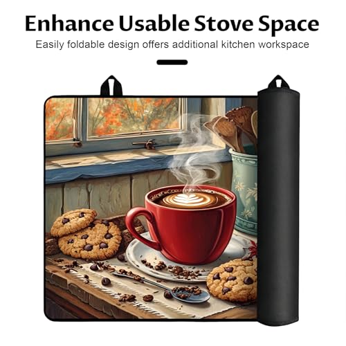 Image of BVBOX Stove Top Cover for Electric Stove, 28 inch x 20 inch Glass Cooktop Protector Mat with Hanging Loops, Anti-Scratch Non-Slip Dish Drying Mat, Washable Countertop Pad