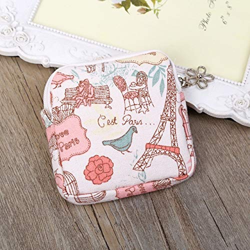 SHOUGONG 1PC Cute Woman Sanitary Napkins Package Cloth Large Capacity Zipper Hygiene Cotton Bag Aunt Towel Travel Diaper Cosemetic Bags (Color : Wotel brdi)