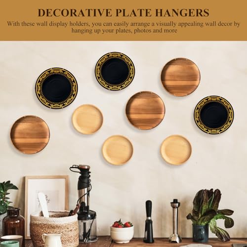 Image of MAGICLULU Invisible Plate Hangers for Wall with Spring Hooks W Type Steel Plate Holders Set for 6 8 10 Inch Plates Decorative Wall Display Holders for Home Kitchen