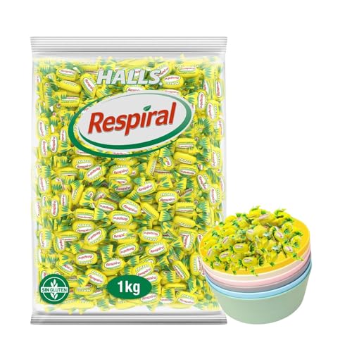 UBOON - Respiral - Caramelos Duros Sabor Limón y Mentol, Caramelos, Sabor Limon Sin Gluten - Bolsa Grande 1kg + Regalo de Cuencos IKEA KALAS