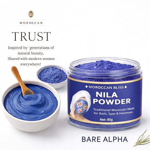 Image of Pack of 2 | Moroccan Nila Powder For Face - 100% Natural Blue Powder for Skin Brightening, Tan Removal & Detox | Traditional Moroccan Hammam Beauty Treatment For Face & Body Care (85g x 2Pcs)