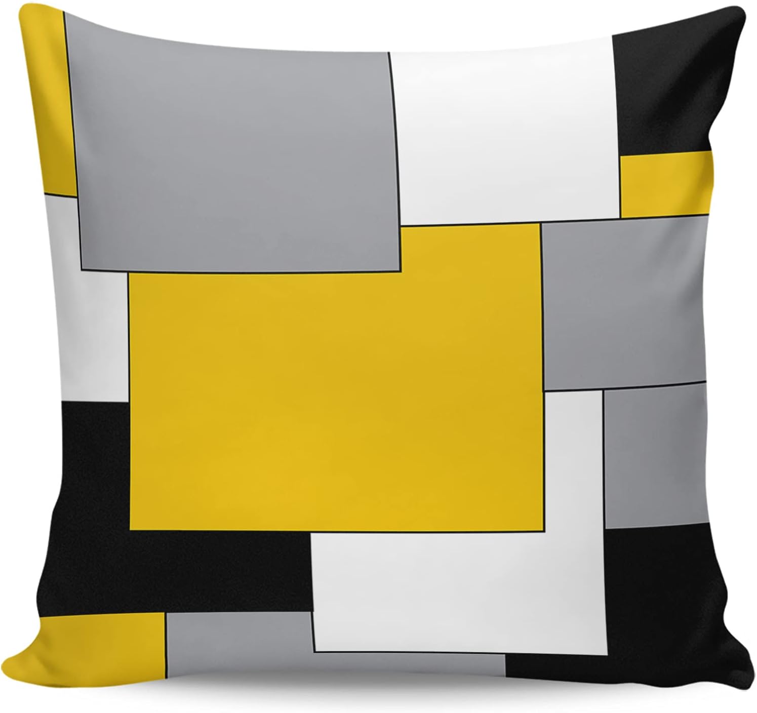 Mid Century Modern Throw Pillow Covers Yellow Black Grey White Geometric Abstract Art Pillowcase Home Decor Cushion Case for Couch Sofa Bed 26" x 26", Super Soft & Comfortable