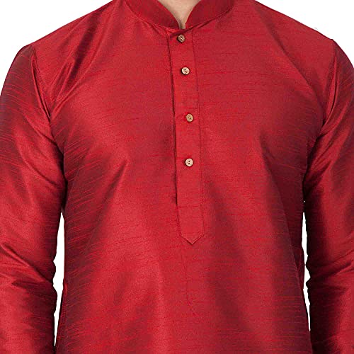 Image of VASTRAMAY Men's Burgandy Silk Blend Only Kurta