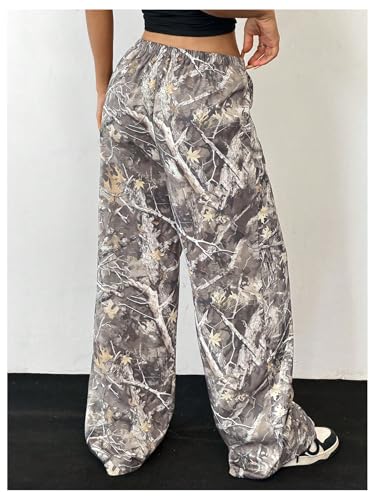 Women's Camo Pants Wide Leg Baggy Sweatpants Elastic Waist Hunting Y2K Long Pants Trousers Trendy3