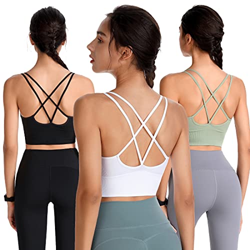 Evercute Cross Back Sport Bras Padded Strappy Criss Cross Cropped Bras For Yoga Workout Fitness Low Impact #TOP6