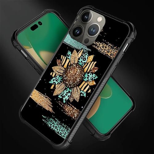 CARLOCA Compatible with iPhone 13 Pro Max Case,Shiny Sunflower Leopard Cases for Girl Fashion Graphic Design Shockproof Anti-Scratch Drop Protection Case for iPhone 13 Pro Max - image 2