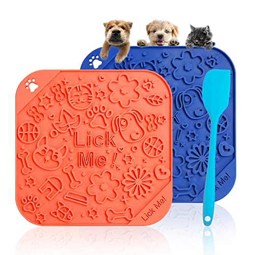 Tapis De Leche Chien 2 Pack, 20x20 cm, sans BPA, Tapis De Lechage avec Ventouses Solides, Tapis à Lécher pour Chiens Qui Distraient Les Chiens Et Favorisent Une Alimentation Saine Cover