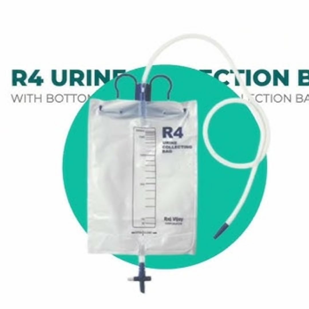R4 URINE BAG WITH BOTTOM OUTLET (PACK OF 5 PCS) Urine Bag For Women | Urine Collector Men Patient Capacity - 2000ml 1