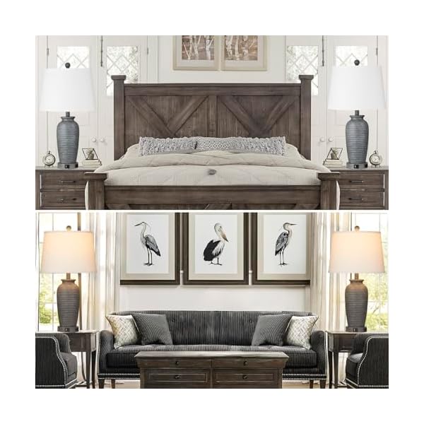 25" Farmhouse Jar Table Lamps Set of 2, 3 Way Touch Control Rustic Bedside Lamps with USB A+C Ports & AC Outlet, Pot Nightstand Lamps for Bedroom Living Room (LED Bulbs Included) - Image 6