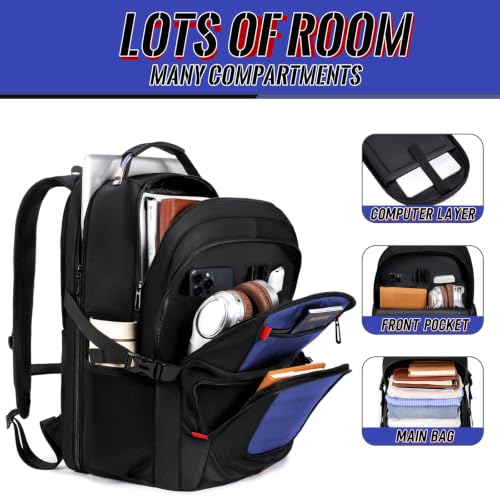 Image of 55L Gaming Laptop Backpack, Fits 18.4-19 inch Laptop, Blue | 180 TSA-Friendly Carry On Design with Padded Laptop Compartment, Water-Resistant, Adjustable Strap, Handle for Men Women