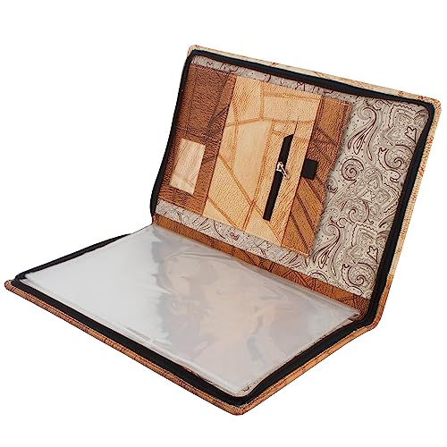 Image of Professional PU Leather Multipurpose B4 Size Document Holder 20 Leafs Zipper File Folder Organizer for Certificates, Marksheets, Degrees, Interview Portfolio, Important Documents (Beige-Brown)