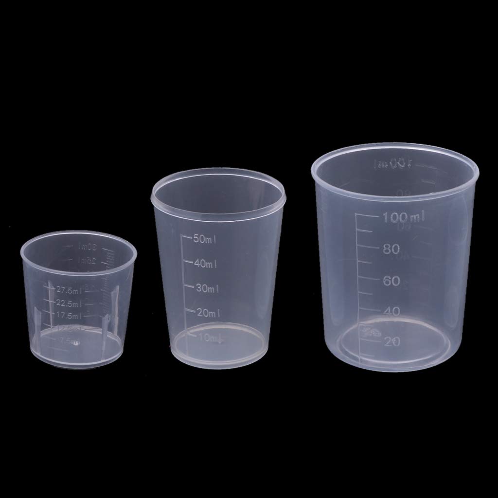 3Pcs Multipurpose Measuring Cups Epoxy Mixing Cups Liquid Container Cups in 30 50 100ML for Paint Soap Making