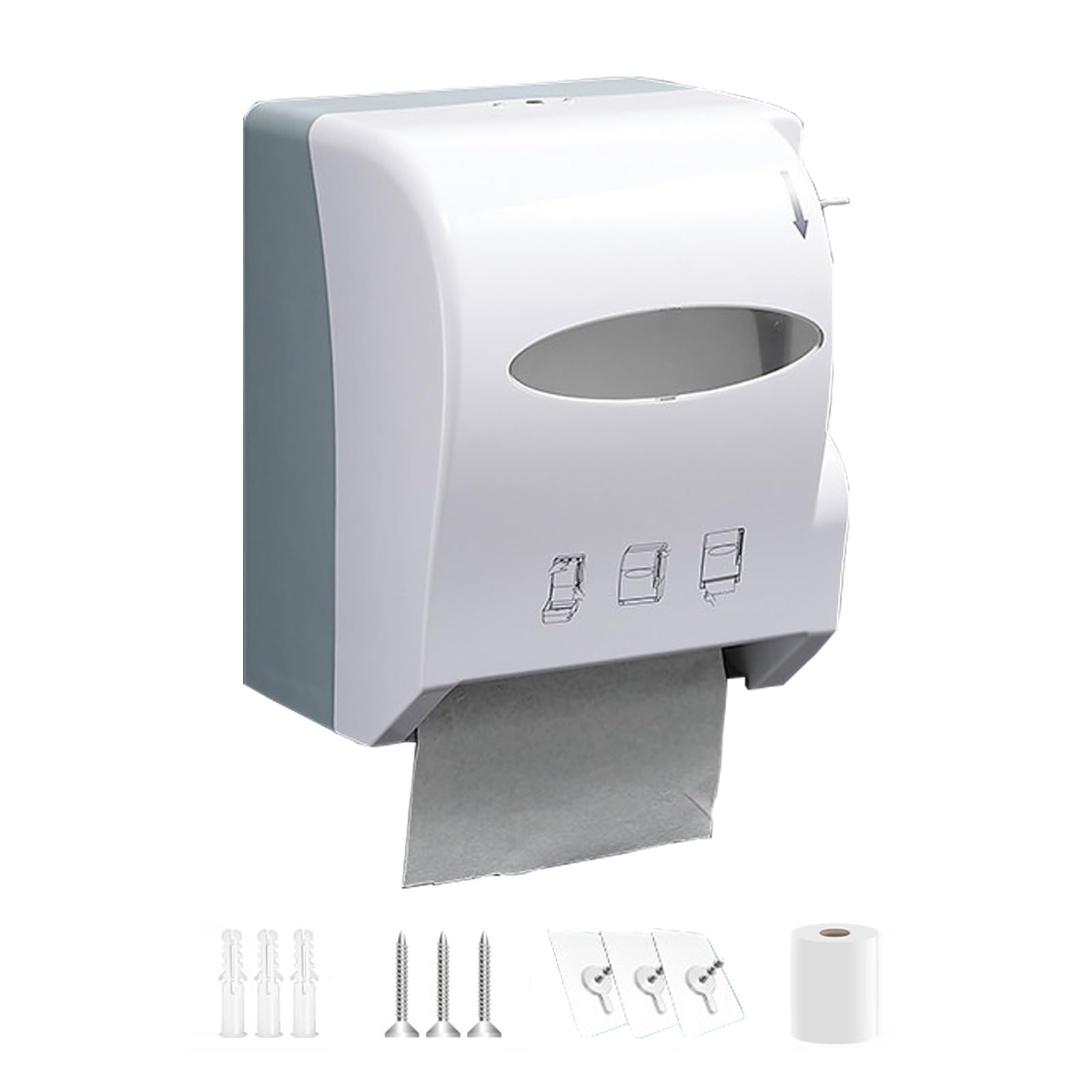 Dispensador de Papel, Dispensador Papel Secamanos Comercial, Dispensador Papel Higienico, Montaje en Pared, con Cerradura