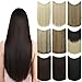 EMERLY Ombre Secret Hair Extensions 20 inch One Piece Transparent Headband Hairpieces Straight Highlight Invisible Flip in Hair Extensions Dark Black
