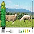 BEIYI Electric Fence Netting, 164'L x 42.5" H Electric Fence Kit for Livestock, Goat, 14 Posts Double Spiked Portable Electric Poultry Farm Fence