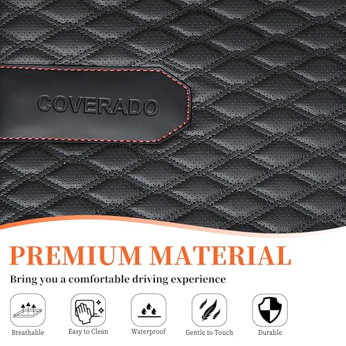 Image of Coverado Front Seat Covers, 2PCs Seat Covers for Cars, Car Seat Cushion Waterproof Leather Car Seat Protector, Driver Seat Cover Universal Fit for Most Sedans SUV Truck Black&Red