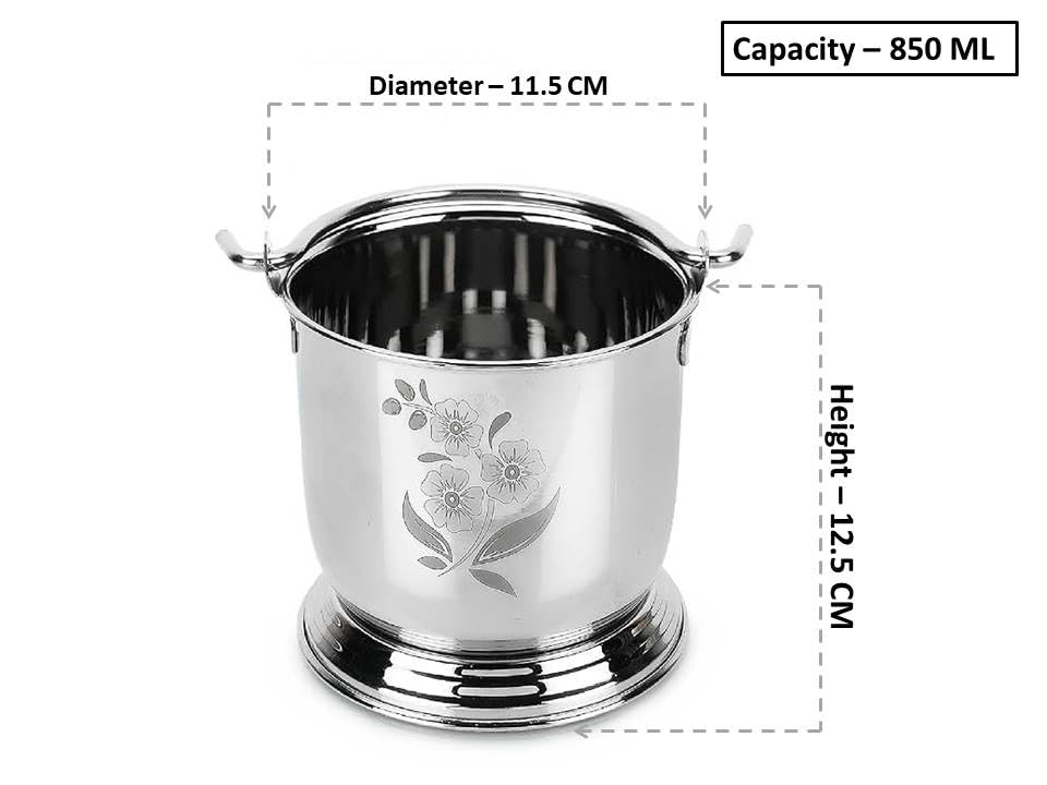 Image of Ajay's Shoppe 850 ml Stainless Steel Serving Bucket (11.5 cm Dia, 12.5 cm Height) | Large Dal Raita Bowl, Restaurant Style Serving Dish