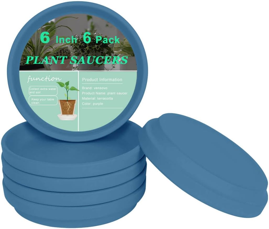 vensovo 6 Inch Terracotta Plant Saucer Pots Tray - 6 Pcs Round Planter Saucers for Indoor & Outdoor Plants, Small Clay Trays Perfect for 5 Inch 5.5 Inch 6 Inch Flower Pot